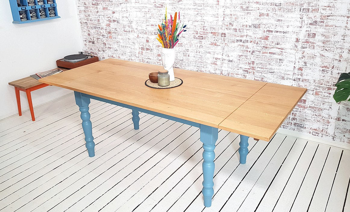 Prime Grade Extending Oak Farmhouse Dining Table - All Sizes - Any Farrow & Ball Colour