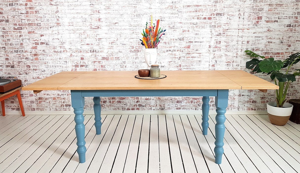 Prime Grade Extending Oak Farmhouse Dining Table - All Sizes - Any Farrow & Ball Colour