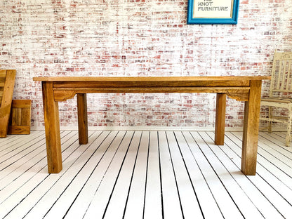 Natural Finish Contemporary Square Leg Extendable Modern Rustic Farmhouse Dining Table