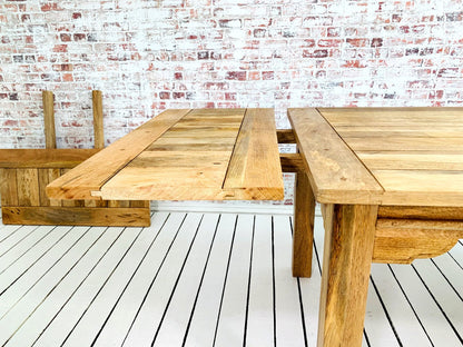 Natural Finish Contemporary Square Leg Extendable Modern Rustic Farmhouse Dining Table