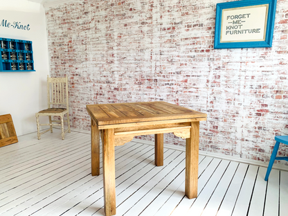 Natural Wood Modern Rustic Extending Farmhouse Dining Table to Seat Eight People - Contemporary Square Leg
