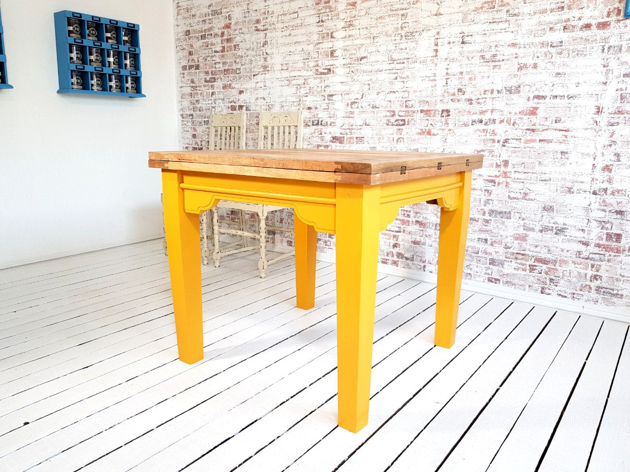 Tapered Leg Extending Farmhouse Dining Table to Seat Eight People - Modern Rustic Style
