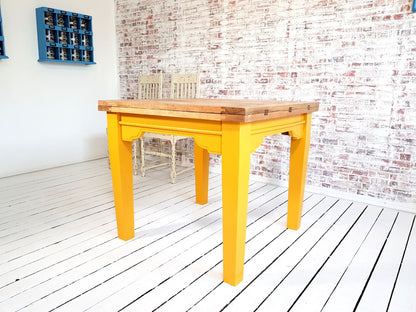 Tapered Leg Extending Farmhouse Dining Table to Seat Eight People - Modern Rustic Style
