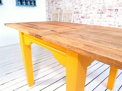 Tapered Leg Extending Farmhouse Dining Table to Seat Eight People - Modern Rustic Style