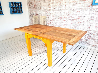 Tapered Leg Extending Farmhouse Dining Table to Seat Eight People - Modern Rustic Style