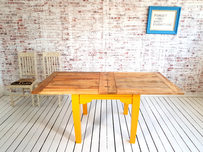 Tapered Leg Extending Farmhouse Dining Table to Seat Eight People - Modern Rustic Style