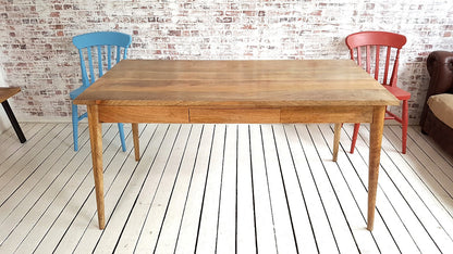 Mid-Century Modern Extending Hardwood Dining Table & Bench Set