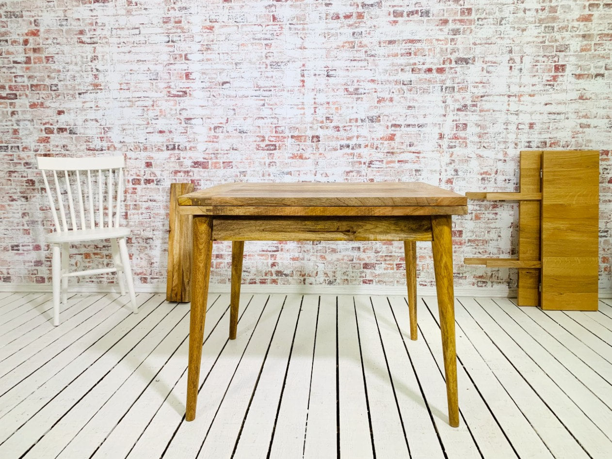 Extendable Mid-Century Rustic Modern Folding Dining Table