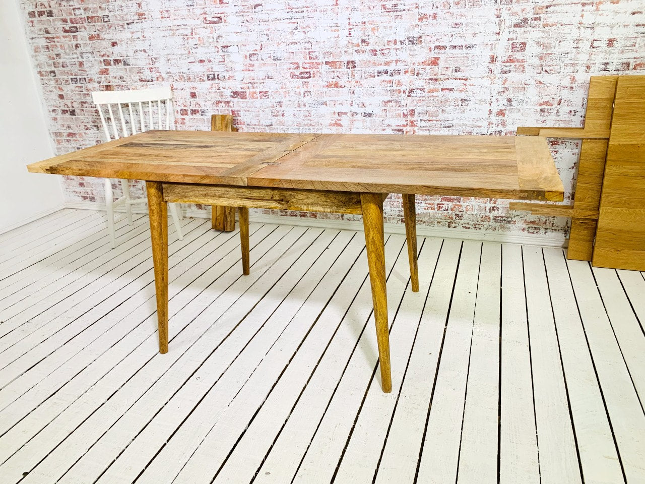 Extendable Mid-Century Rustic Modern Folding Dining Table