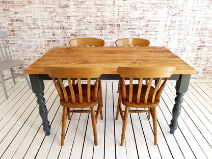 Extending Traditional Rustic Farmhouse Reclaimed Style Pine Kitchen Dining Table - Any Size, Any Colour!