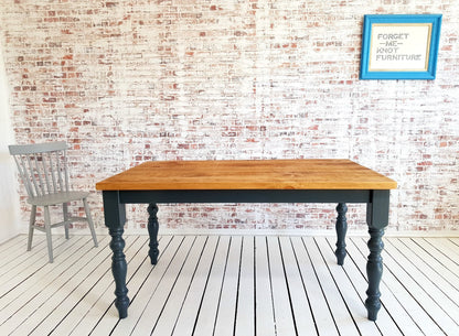 Extending Traditional Rustic Farmhouse Reclaimed Style Pine Kitchen Dining Table - Any Size, Any Colour!