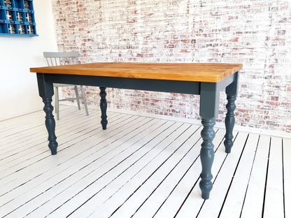 Extending Traditional Rustic Farmhouse Reclaimed Style Pine Kitchen Dining Table - Any Size, Any Colour!