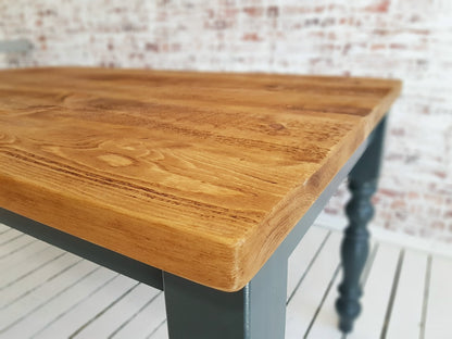 Extending Traditional Rustic Farmhouse Reclaimed Style Pine Kitchen Dining Table - Any Size, Any Colour!