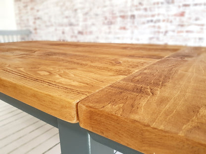 Extending Traditional Rustic Farmhouse Reclaimed Style Pine Kitchen Dining Table - Any Size, Any Colour!