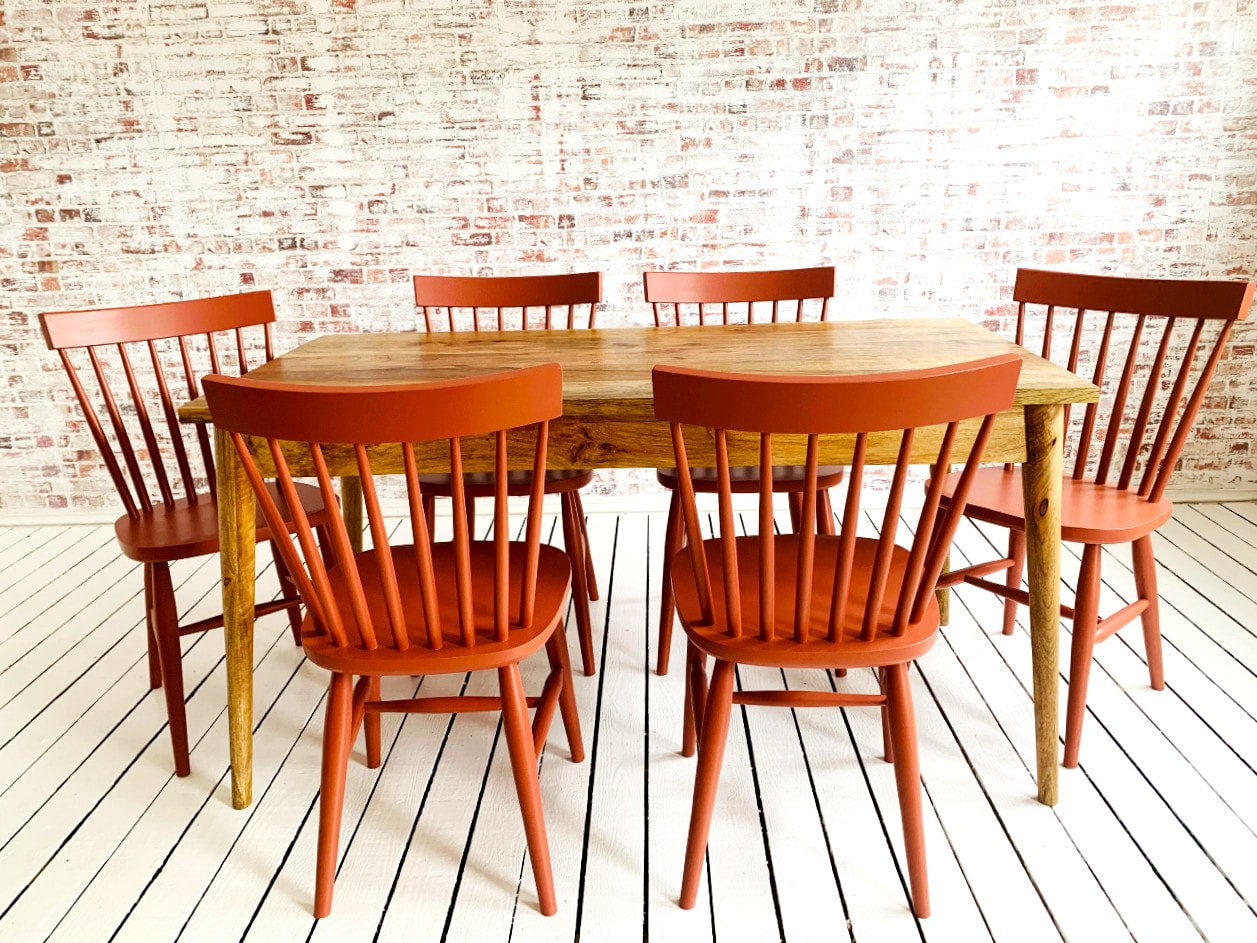 Mid-Century Extending Dining Table with Painted Nordic Chairs