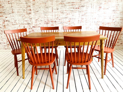 Mid-Century Extending Dining Table with Painted Nordic Chairs