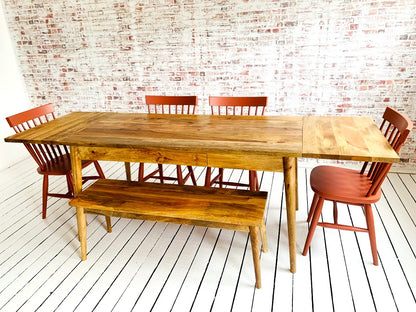Mid-Century Extending Dining Table with Painted Nordic Chairs