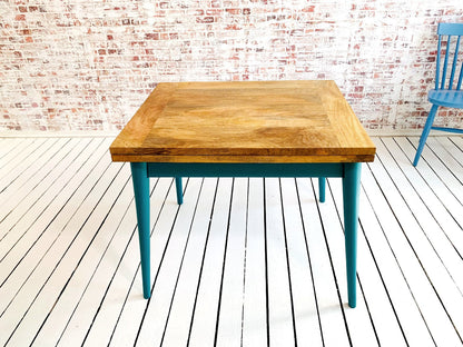 Painted Finish Extendable Mid-Century Rustic Modern Folding Dining Table