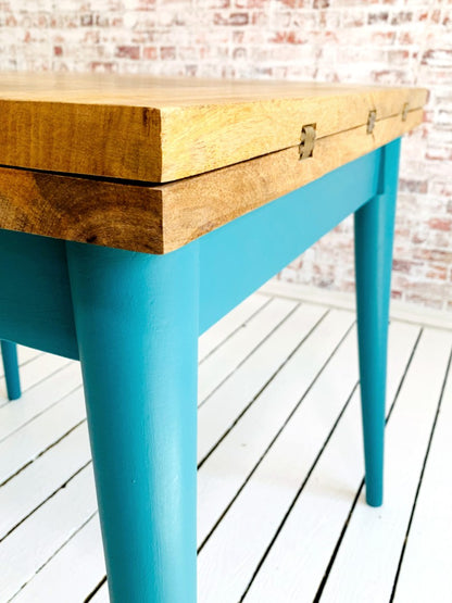 Painted Finish Extendable Mid-Century Rustic Modern Folding Dining Table