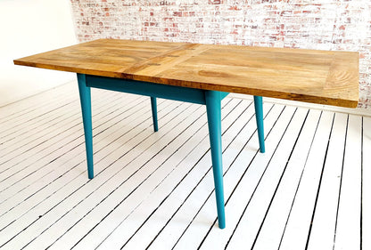 Painted Finish Extendable Mid-Century Rustic Modern Folding Dining Table