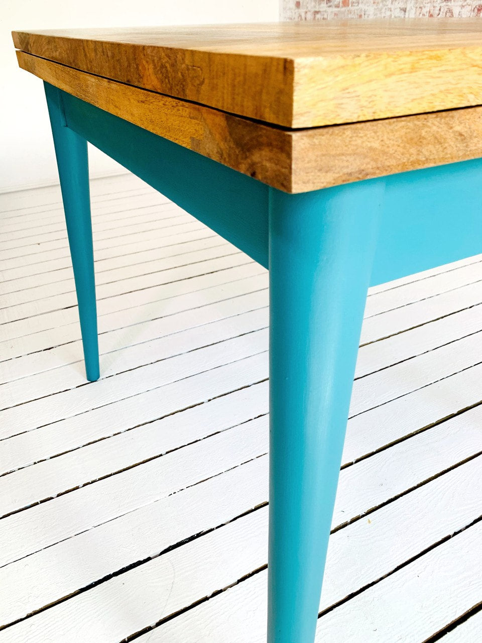 Painted Finish Extendable Mid-Century Rustic Modern Folding Dining Table