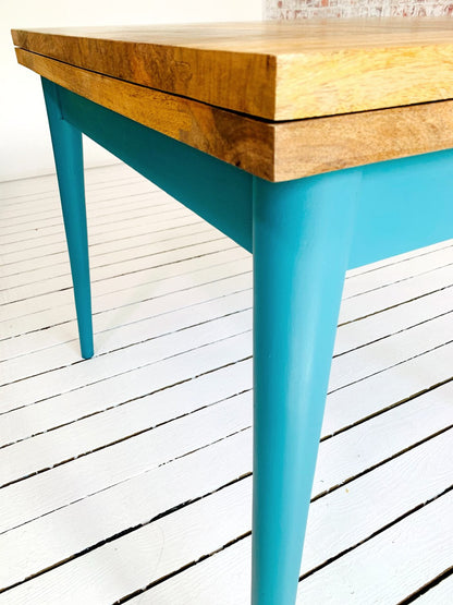 Painted Finish Extendable Mid-Century Rustic Modern Folding Dining Table