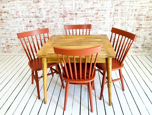 Extendable Mid-Century Rustic Folding Table Spindle Chairs1