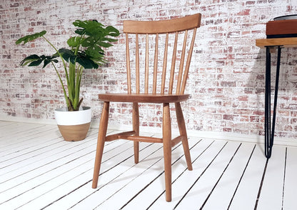 Modern Rustic Spindle Back Kitchen Dining Chairs Mid-Century
