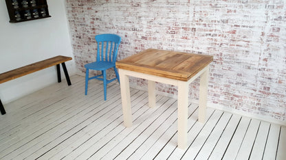 Petite Square Leg Extending Rustic Farmhouse Dining Table Painted Finish