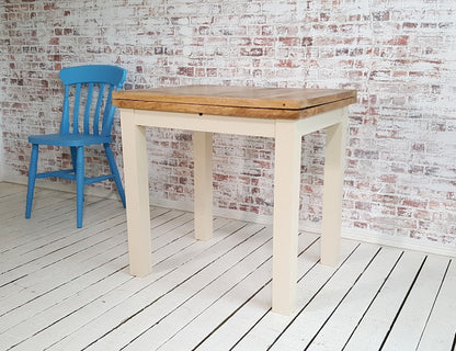Petite Square Leg Extending Rustic Farmhouse Dining Table Painted Finish