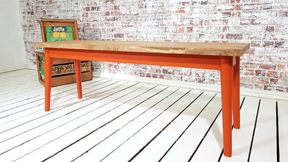 Painted Finish Mid-Century Modern Hardwood Dining Bench