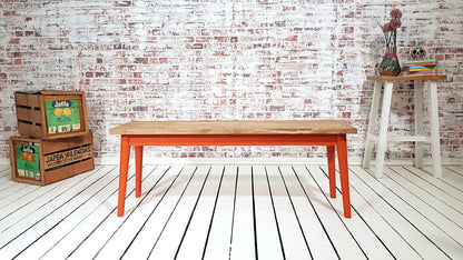 Painted Finish Mid-Century Modern Hardwood Dining Bench