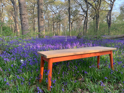Painted Finish Mid-Century Modern Hardwood Dining Bench