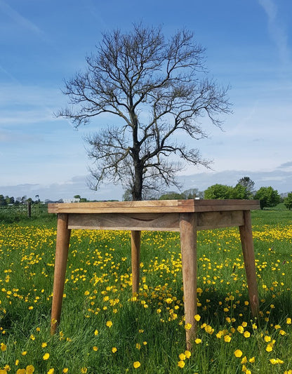 Natural Wood Extendable Rustic Modern Mid-Century Folding Dining Table and Nordic Chairs