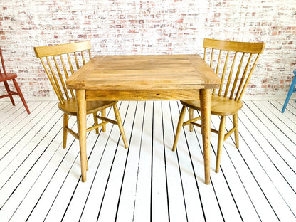 Natural Wood Extendable Rustic Modern Mid-Century Folding Dining Table and Nordic Chairs