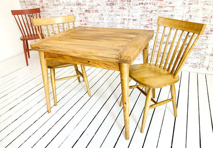 Natural Wood Extendable Rustic Modern Mid-Century Folding Dining Table and Nordic Chairs