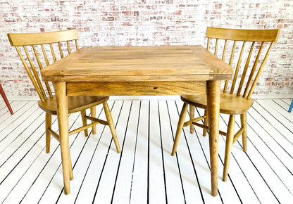 Natural Wood Extendable Rustic Modern Mid-Century Folding Dining Table and Nordic Chairs