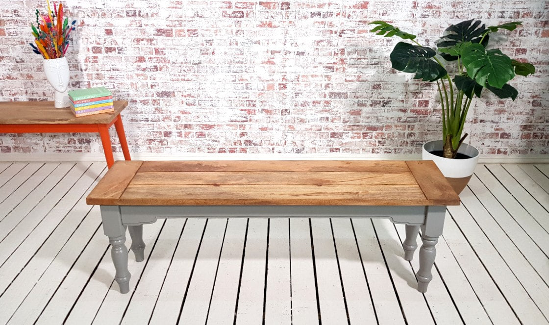 Extendable Traditional Farmhouse Dining Table Set with Turned Legs and Slat Back Chairs Bench
