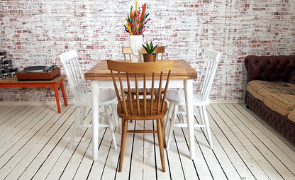 Extendable Mid-Century Folding Dining Table with Contrasting Nordic Chairs Dining Set
