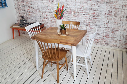 Extendable Mid-Century Folding Dining Table with Contrasting Nordic Chairs Dining Set