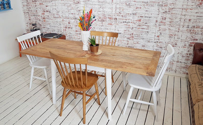 Extendable Mid-Century Folding Dining Table with Contrasting Nordic Chairs Dining Set