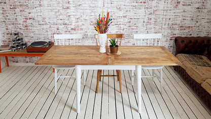 Extendable Mid-Century Folding Dining Table with Contrasting Nordic Chairs Dining Set