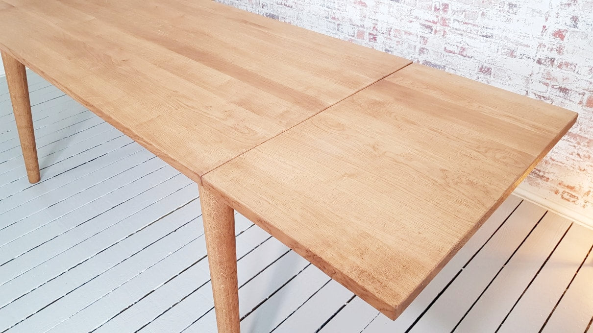 Antique Oak Extending Mid-Century Modern Dining Table
