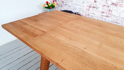Antique Oak Extending Mid-Century Modern Dining Table