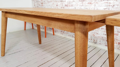 Antique Oak Extending Mid-Century Modern Dining Table