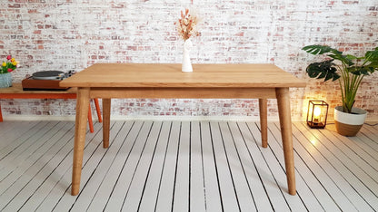 Antique Oak Extending Mid-Century Modern Dining Table