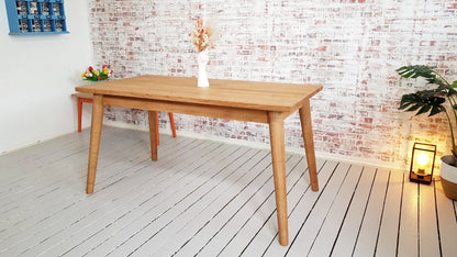 Antique Oak Extending Mid-Century Modern Dining Table