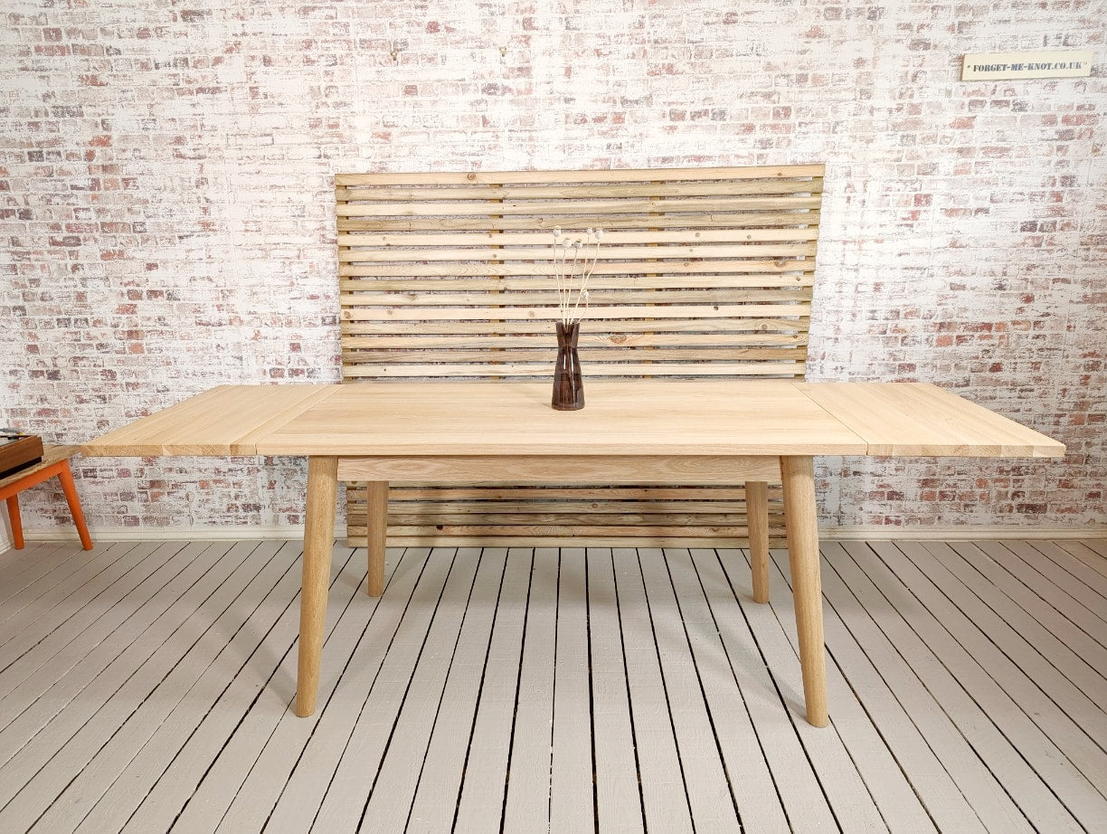 Natural Oak Extending Mid-Century Modern Dining Table