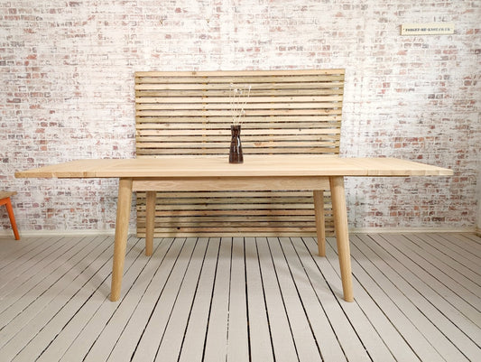 Natural Oak Extending Mid-Century Modern Dining Table