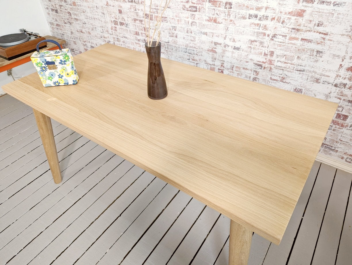 Natural Oak Extending Mid-Century Modern Dining Table